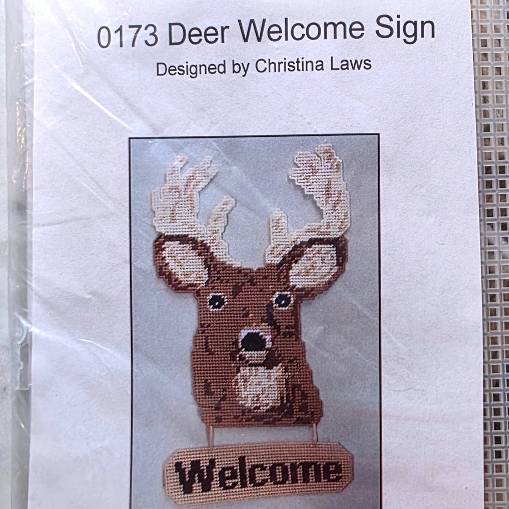 Plastic-Canvas-Kits.com 0173 Deer Welcome Sign Christina Laws Plastic Canvas Kit
